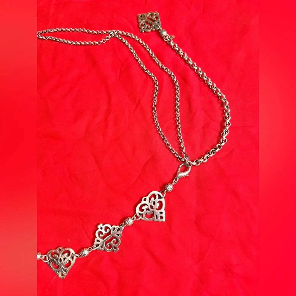 Vintage silver tone filigree metal chain statement belt
